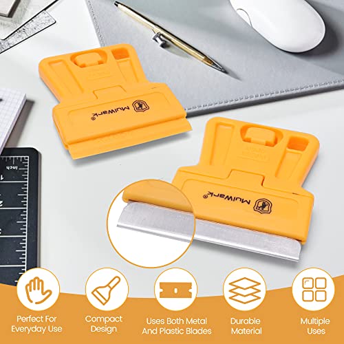 MulWark Razor Blade Scraper Tool Set, 3-Piece with 30 Replacement Blades - Heavy-Duty Cleaning Tool, Standard & Mini Scrapers for Decals, Stickers, Paint, Caulk, and Adhesive Removal - style: 3 Pieces Razor Blade Set with 30PCS Blades