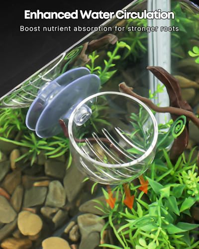 Pawfly Aquarium Plant Holder with Suction Cup, Clear Plastic Fish Tank Planting Holder, Fish Tank Plant Pot for Aquascape Decoration, Aquarium Planter Cup, 4 Pcs. - size: 4 Pack