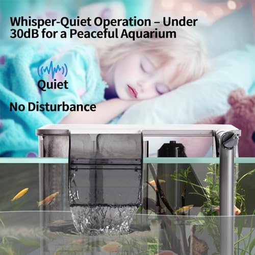 U3 Aquarium Filter with Built-in UV Sterilizer for Green Water Control,Extra-Large Filter Chamber,Anti-Splash High Walls & Extended Adjustable Intake Pipe for 30-75 Gallon Fish Tanks