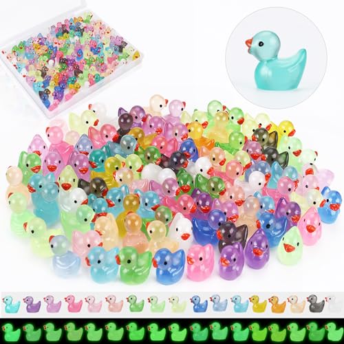 Tmtains Slime Charms Kawaii Resin Charms 3D Cute Nail Charm Mini Flatback Luminous Animal Charm Bulk Resin Jewelry Making Turtle Embellishments Supplies for Cell Phone Scrapbooking DIY Crafts - color: Db Glow in Dark Mini Ducks
