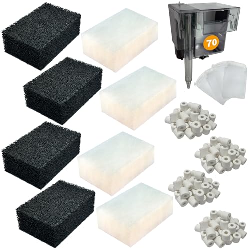 4 Set of Three-Stage Filtration Tank Filter Maintenance Kit, Replacement for AquaClear 70 Power Filter, Fish Tank Filter for 40- to 70-Gallon Aquariums - size: for 70 Power Filter