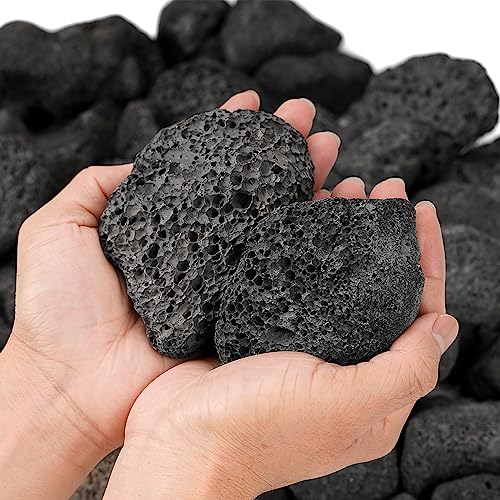 Mr. Fireglass Lava Rock Granules, 2.75"-5" Large Volcanic Lava Rock for for Fire Pits, Fire Bowls, Fire Table and Gas Log Sets, Decorative Landscaping, Indoor & Outdoor Fireplaces - 10 Pounds, Black - color: Black, size: 2.75"-5"