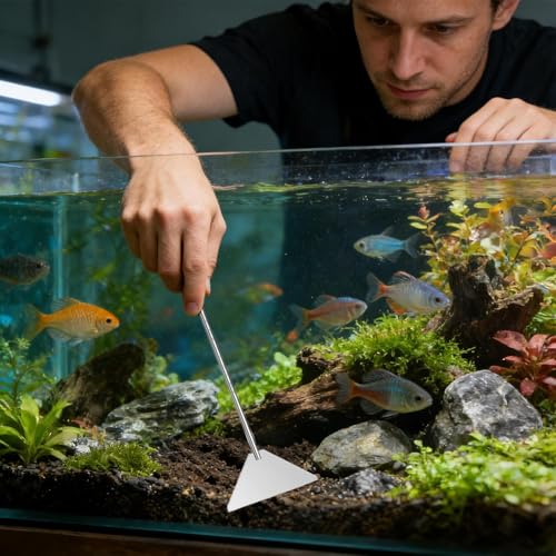 Aquarium Tools,4 in 1 Stainless Steel Long Tweezers - Aquatic Plant Tool | for Saltwater Cleaning Betta Shrimp Frog Terrarium Landscaping