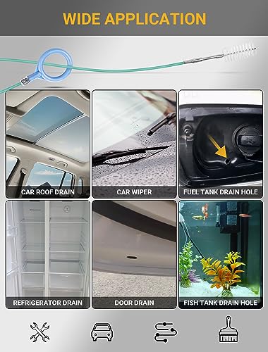 SARDVISA 2-Packs Auto Sunroof Drain Cleaning Tool,78 Inch Flexible Drain Brush Pipe Cleaners for Car,Tube Cleaning Brush Slim Drain Dredging Tool Perfect for Car Sunroof,Windshield Wiper Drain Hole - size: 78 Inch-2Packs