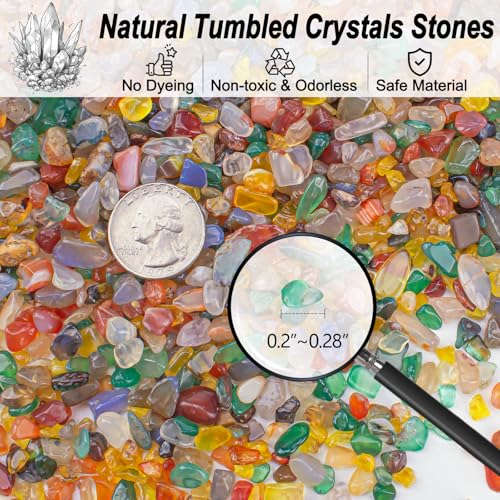 0.5 Lb/230g Colorful Agate Aquarium Fish Tank Gravel Rocks, Crushed Stone Crystal Chips Bulk Natural Gemstones Pebbles Irregular for Aquarium, Vase Fillers, Succulent Plants Decor - color: Multicolor Agate, size: 0.5 LB