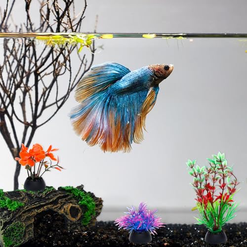 ONEST 9 Pieces Aquarium Decorations Resin Hollow Tree Trunk Ornament Set Fish Tank Artificial Plastic Plants Decorations for Fish Tank - color: 9 Pieces