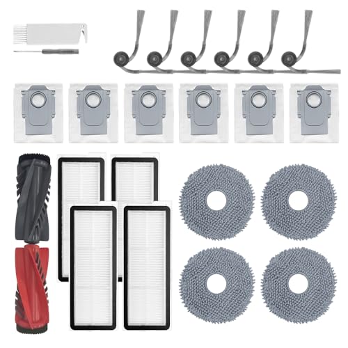 24Pcs Qrevo S5V Accessories Kit Replacement Compatible with Roborock Qrevo S5V/Curv/Edge Robot Vacuum, 1Pair Main Brush, 4 Mop Cloth Pads, 6 Side Brushes, 4 HEPA Filters,6 Dust Bag, 1 Cleaning Tool - style: for Qrevo S5V/Qrevo Curv/Qrevo Edge