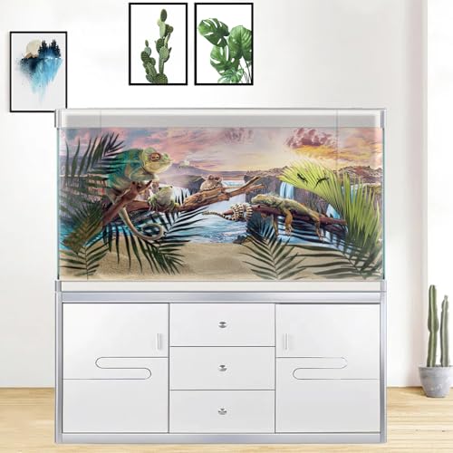 Natural Landscape Waterfall Aquarium Background, Art Natural Landscape Theme Fish Tank Background, Crawling Terrarium Background 36X18IN with 8 EVA Double-Sided Tape - color: Landscape03, size: 36X18in/90X45cm