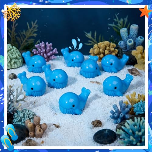 Geelin 50 Pcs Mini Resin Whale Figurines Bulk Tiny Resin Whale Figurines Small Ornament Sea Creatures Charms Figure Tiny Blue Ocean Animals for Landscape Fish Tank Aquarium Garden Desktop - style: Whale