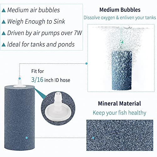 Pawfly Aquarium 4 Inch Air Stone Cylinder for Larger Pumps Bubble Diffuser Release Tool for Buckets Fish Tanks Outdoor Garden Ponds and DWC Reservoirs, 4 Pack - size: 4x2" (4 Pack)