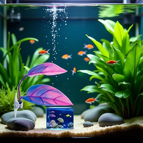 Purple Betta Hammock - Betta Leaves | Simulated Aquarium Decorations Betta Bed | Fish Leaves| Tank Decor, for Flounder, Clownfish, Guppy| Vivid Suction Cup Mounted Betta Fish Aquarium Plants