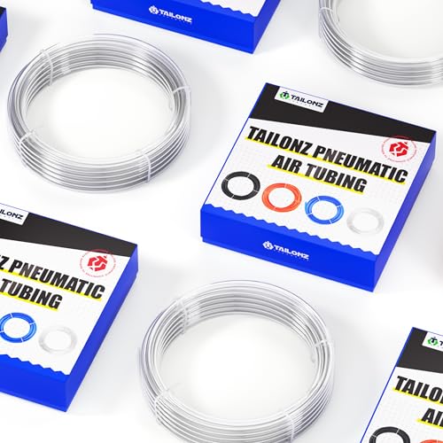 TAILONZ PNEUMATIC Clear 1/4 Inch OD 10 Meter 32.8ft PU Polyurethane Air Tubing Kit Pipe Hose Air Line Tubing Air Hose Fittings Push to Connect Fittings(27PCS) - color: Clear, size: 1/4" OD - 32.8 FT