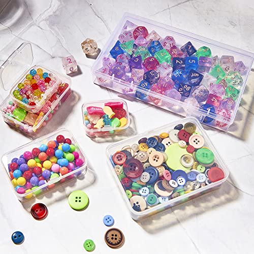 24 Pack Mixed Sizes Rectangular Mini Plastic Containers Clear Plastic Storage Boxes with Hinged Lids and Labels Empty Beads Organizers for Small Items Art Craft Jewelry Projects - size: 4 Size 24 Pcs