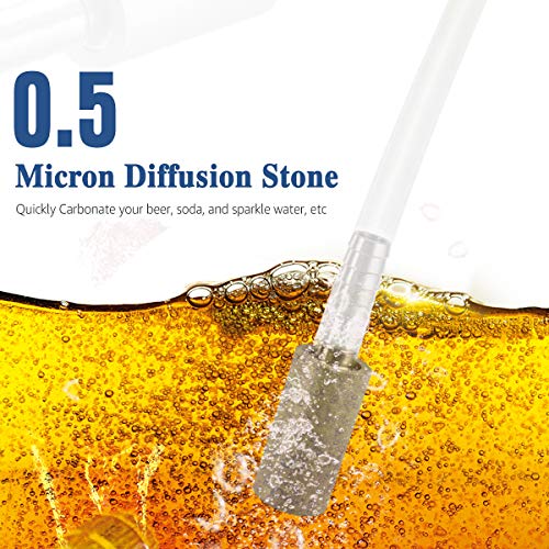 (2 Set) FERRODAY 0.5 Micron Diffusion Stone Stainless Steel Aeration Stone Carbonating Stone with 1/4" Barb for Homebrew Wine Beer Soda Air Stone 0.5 Micron + 20 Inch Silicone Hose - size: 2 count in 1 package