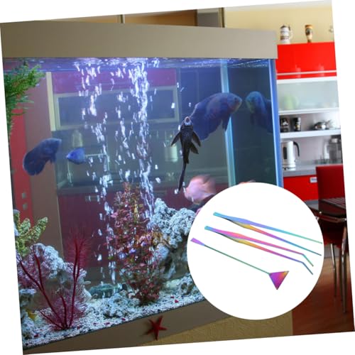3pcs Aquarium Tools Set Stainless Steel Aquascaping Spatula Tweezers Kit for Water Plants Rustproof Cleaning Accessories for Home Aquariums Present for Fish Tank Owners