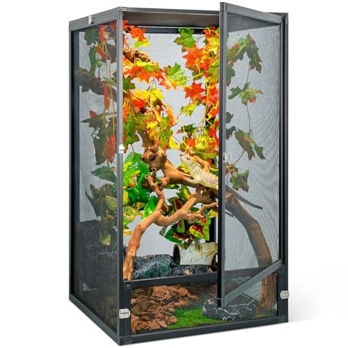33 Gal Detachable and Foldable Reptile Butterfly Cage Terrarium, 360° Observation, Airflow, Interaction in Gecko Tank for Crested Geckos, Leopard Geckos, Chameleons, Bearded Dragons - size: 26x17x17 Inch
