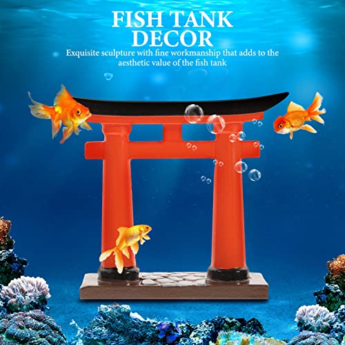 STOBOK Japanese Torii Gate Miniature Shrine Fairy Gardens Decor Zen Garden Japan Torii Gate Prop Altar Shelf Bridge Landscape Ornament for Aquarium Fish Tank Decor