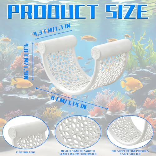 1 Pcs Floating Betta Hammock, Arc Shape Betta Fish Hammock Resting Platform, Floating Fish Shrimp Hideout for Small Aquariums, Betta Tank Decor Accessories (White)