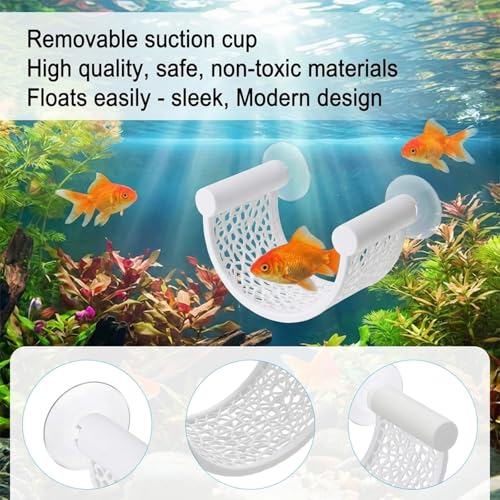 Betta Fish Hammock, Aquarium Floating Bed for Small Fish Minimalist Floating Rest Platform with Suction Cup Betta Hammock Fishes Tank Accessories for Shrimp Fishes Bettas(White) - color: White