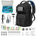 Fishing Sling Bag with Tackle Box, MOLLE System Fishing Backpack with Fishing Lures Kit, Fish Hook Remover Tool, Fish Lip Gripper, Fishing Plier & Accessories, Fishing Gear Gift for Men Black - color: Black-01Set