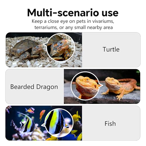 3MP 2K AI Reptile & Aquarium Camera with Angle Magnetic Mount, Close-Focus Lens for Fish Tank Terrarium Lizard Snake Pet, 2.4G&5GHz WiFi, 24/7 Recording, Anti-Glare & No Reflection