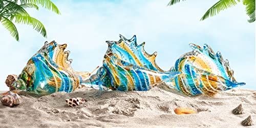 EUSTUMA Hand Blown Glass Conch Figurines Ornament,Sea Animal Ornament for Home Decor,Sea Animals Collection for Birthday Gift,Glass Seashell - color: Conch
