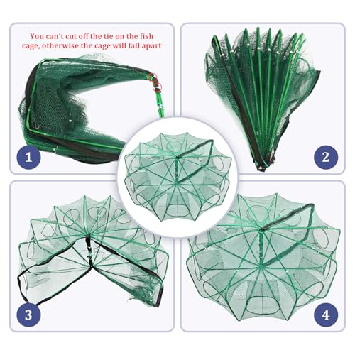 Minnow Trap 32in*10in” with Foldable Fishing Net & Collapsible Fish Bucket - Crab, Crawfish, Shrimp Trap for Freshwater Saltwater Fishing