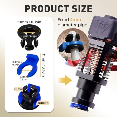 40PCS Bowden Tube Coupler Set - 1.75 Bowden Tube Coupling Collet Clamp Clip Bowden Collet and Clip Set for 3D Printer Accessories, Bowden Coupling Clip Fixed 4 mm Tube Filament Printer Parts - color: 40-PACK