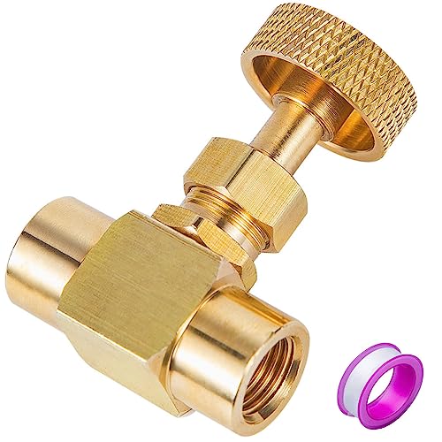 1 Pieces Heavy Duty Brass Instrument Replacement Control Needle Valve 1/4" Npt Female X 1/4" Npt Female Connection Golden - size: 1PC 1/4 " Female * 1/4"Female needle valve