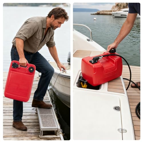 3 Gallon Marine Portable Tank, 12 L Boat Marine Tank, Marine Transfer Tank with Hose, I-Shaped Handle - size: 12 L