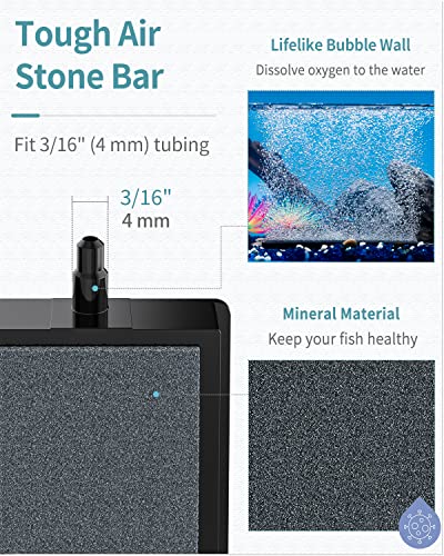 Pawfly 8 Inch Air Stone Grey Mineral Bubble Stone Bar Diffuser Bubbler Airstones for Air Pump, Aquarium, and Fish Tank - size: Grey