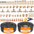 CheeMuii 80 PCS Brass DOT Air Line Fittings with 100FT 1/4" and 100FT 3/8" DOT Air Line Kit Push Lock Air Fitting Quick Connect & NPT Thread Fittings with Pneumatic Tubing - size: 2ROLL-84PCS