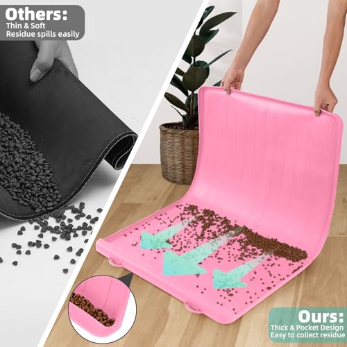 Dog Mat for Food and Water - 39.4" x 27" Large Pet Feeding Mats with Residue Collection Pocket - Waterproof Dog Cat Bowl Mat with High Edges to Prevent Water and Food Spills (Pink, 39.4''x27'') - color: Pink