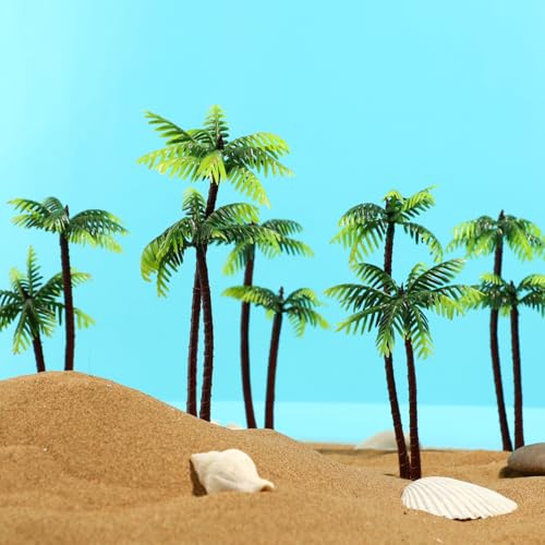 BESPORTBLE Palm Tree Decor Simulation Tree Miniature Tree Landscape Fish Tank Landscaping Plant Tree Prop Model Decoration 5Pcs (Green)