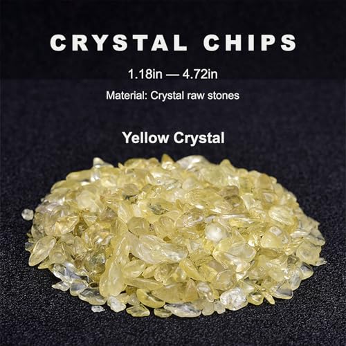 Crystal Chips Stone-Aquarium Rocks Decor,Fish Gravel,Tumbled Stone Chips for Aquascape Vase Filler,DIY Crafts,Indoor Plants - color: Yellow