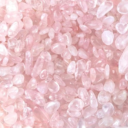 JOHOUSE Rose Quartz Crystals, 1lb Pink Crushed Rose Quartz Chips Bulk Tumbled Stones Irregular Shaped Succulent Pebbles Decorative Rocks for Aquarium Fish Tank Vase Filler DIY Crafts Indoor Plants - color: Pink