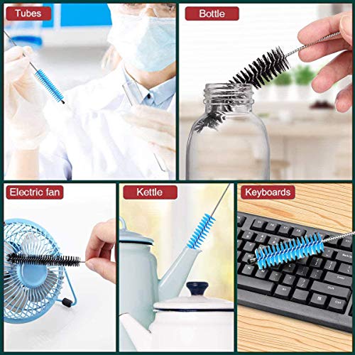 Long Straw Brush Cleaner (10 Pack), Flexible Nylon Tube Cleaning Brushes with 0.4" Bristles, Rust-Proof Stainless Steel Wire Washer for Reusable Tumblers, Sports Bottles & Pipes (10 Inch) - color: Blue