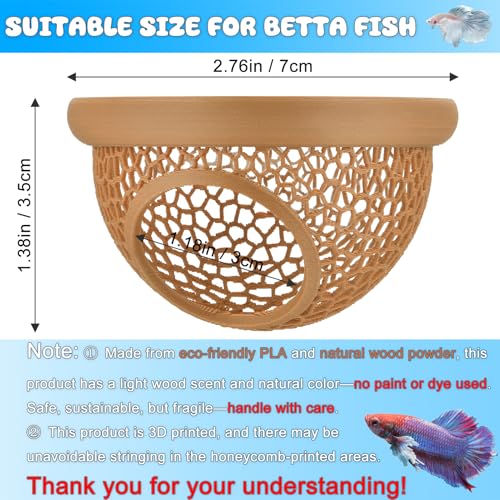 Floating Betta Hide & Shrimp Cave – 3D Printed Aquarium Hammock, Feeder & Rest Spot – Floating Betta Log & Cave Decor for Nano Tanks, Corydoras, Shrimp & Small Fish – Safe PLA, Patent Pending - color: Wood