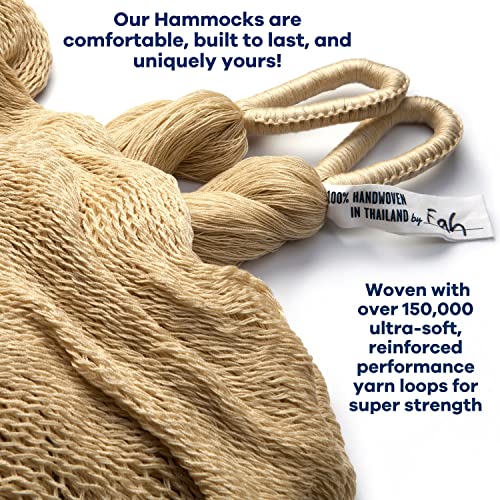Handwoven Hammock by Yellow Leaf Hammocks - Double Size, Fits 1-2 PPL, 400lb max - Weathersafe, Super Strong, Easy to Hang, Ultra Soft, Artisan Made - Color: Natural Khaki - color: Big Sur- Natural Khaki, size: Fits 1-2 People (400 lb. Capacity)