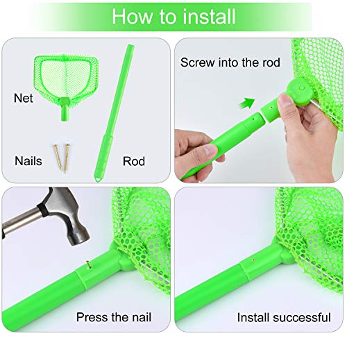 Coopay 2 Pieces Butterflies Fishing Net Catching Bug Floating Bait Beach Nets for Outdoor Playing - color: Rose Red + Green
