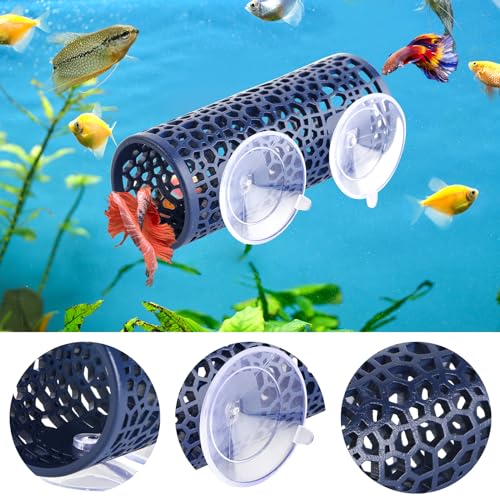 Abizoo Betta Fish Tunnel, Navy Blue Betta Sleeping Tube Safe Hollow Design for Small Fish & Shrimp Ideal Toys for Bettas Guppies Resting Tank Accessories Hammock, Aquarium Decorations Hideout - color: Blue