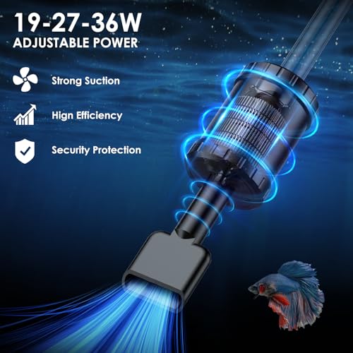 36W Fish Tank Vacuum Gravel Wash Water Circulation and Water Shower, Timed Off