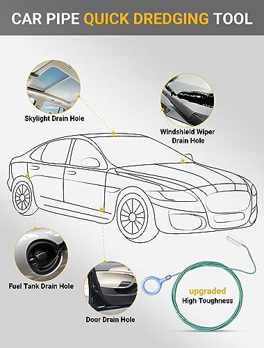 Upgraded Auto Sunroof Drain Cleaning Tool, 78 Inch Flexible Drain Brush Long Pipe Cleaners for Car, Tube Cleaning Brush Slim Drain Dredging Tool Perfect for Car Sunroof, Windshield Wiper Drain Hole - size: 78 Inch