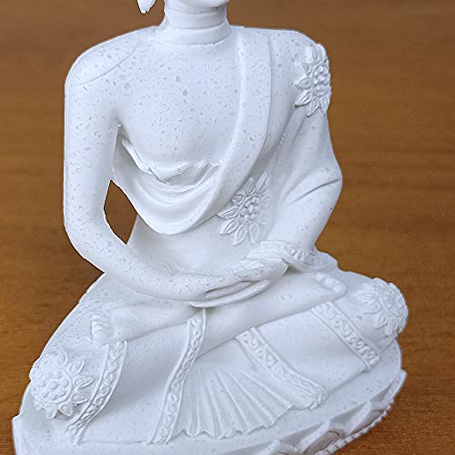 HYFAN Mini Sandstone Buddha Yoga Meditation Statue Harmonious Figurine Collectible Craft Feng Shui Sculpture Decor for Home Office Shelf Desktop (White 3 - color: White 3