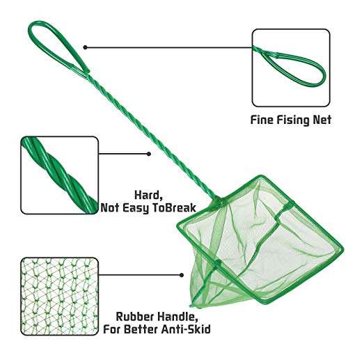 4 Pack Aquarium Fish Net Fine Quick Catch Mesh Nylon Fishing Catch Nets with Plastic Handle for Fish Tank Mesh Nets Scoop - Green - style: Classic