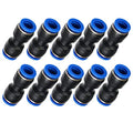 Metalwork Metric Plastic Push to Connect Straight Union Tube Fitting, 12mm x 12mm OD, Straight Pneumatic Connector (Pack of 10) - size: 12mm x 12mm