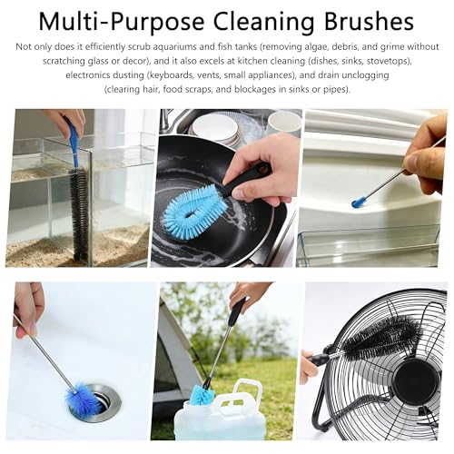 7pcs Fish Tank Cleaning Brushes Kit Beta Fish Aquarium U-Shape Brush Extra Long Filter Nylon Tube Flexible Hose Tank Cleaning Tools for Acrylic Fishes Tanks Kitchen Glasses Drinking Straws