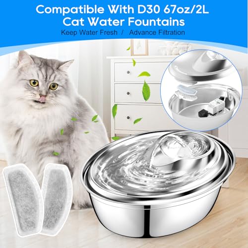 12+6 Pack Cat Fountain Filters Replacement For D30 67oz/2l Pet Fountain Filters Replacement 12 Pcs Filter and 6 Pcs Replacement Pre-Filter Sponges Compatible with ORSDA Pet Water Fountains