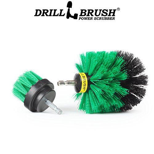 2 Piece Green Medium Stiffness Drill Rotary Cleaning Drillbrushes for Cleaning Kitchen, Cabinet, Counter, Linoleum, and General Purpose Scrubbing by Drillbrush - color: Green