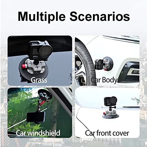 MIMIRACLE Camera Suction Cup Mount, 4.5" Pump-actived Vacuum Suction Mount Compatible with Action Cameras, DSLR Cameras, Securely Attach Your Camera -Black - color: Black